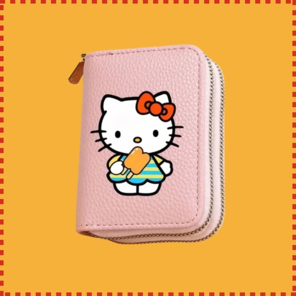 Hello Kitty Dual Zipper Large Capacity Coin Purse & Card Holder NWT  Sanrio Pink - Picture 1 of 6